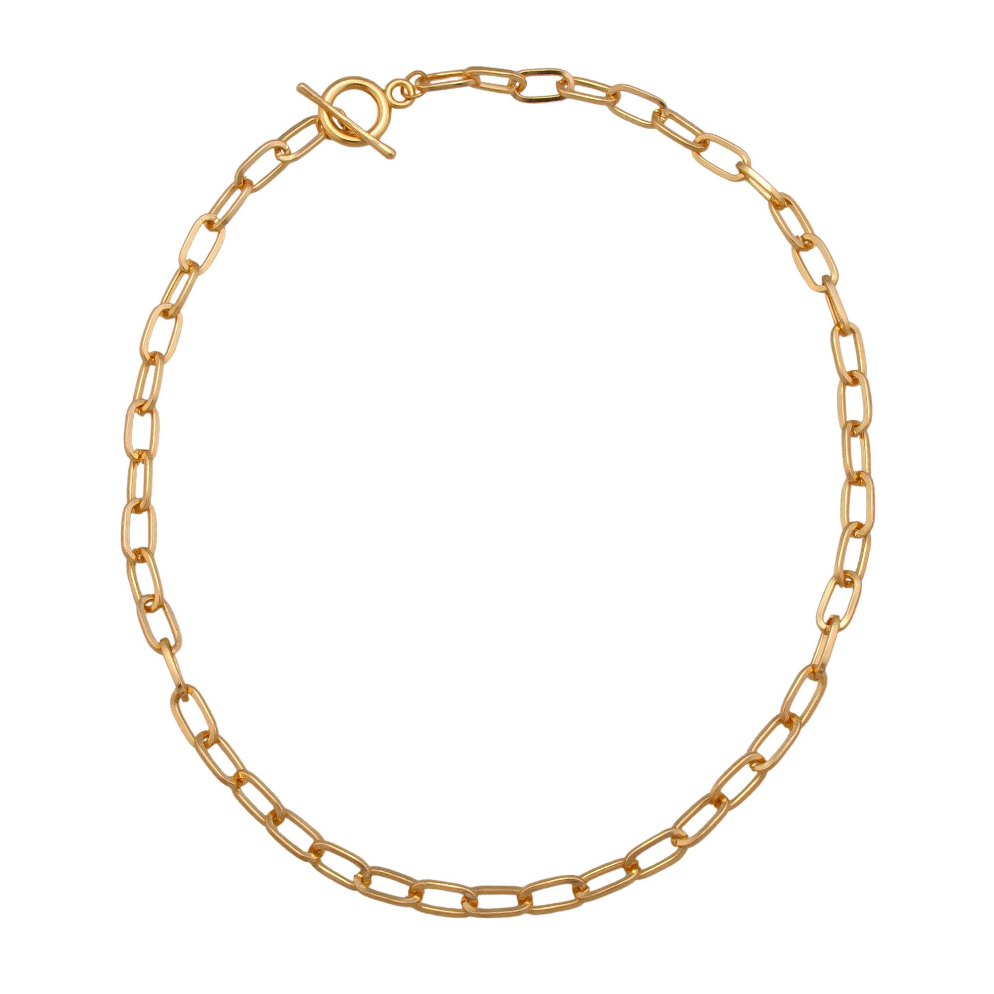 Gold Tone Base Metal Paperclip Chain with Toggle | Charles Albert Jewelry