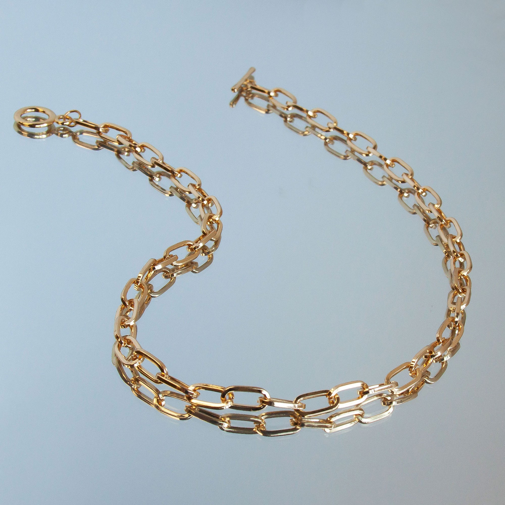 Gold Tone Base Metal Paperclip Chain with Toggle | Charles Albert Jewelry