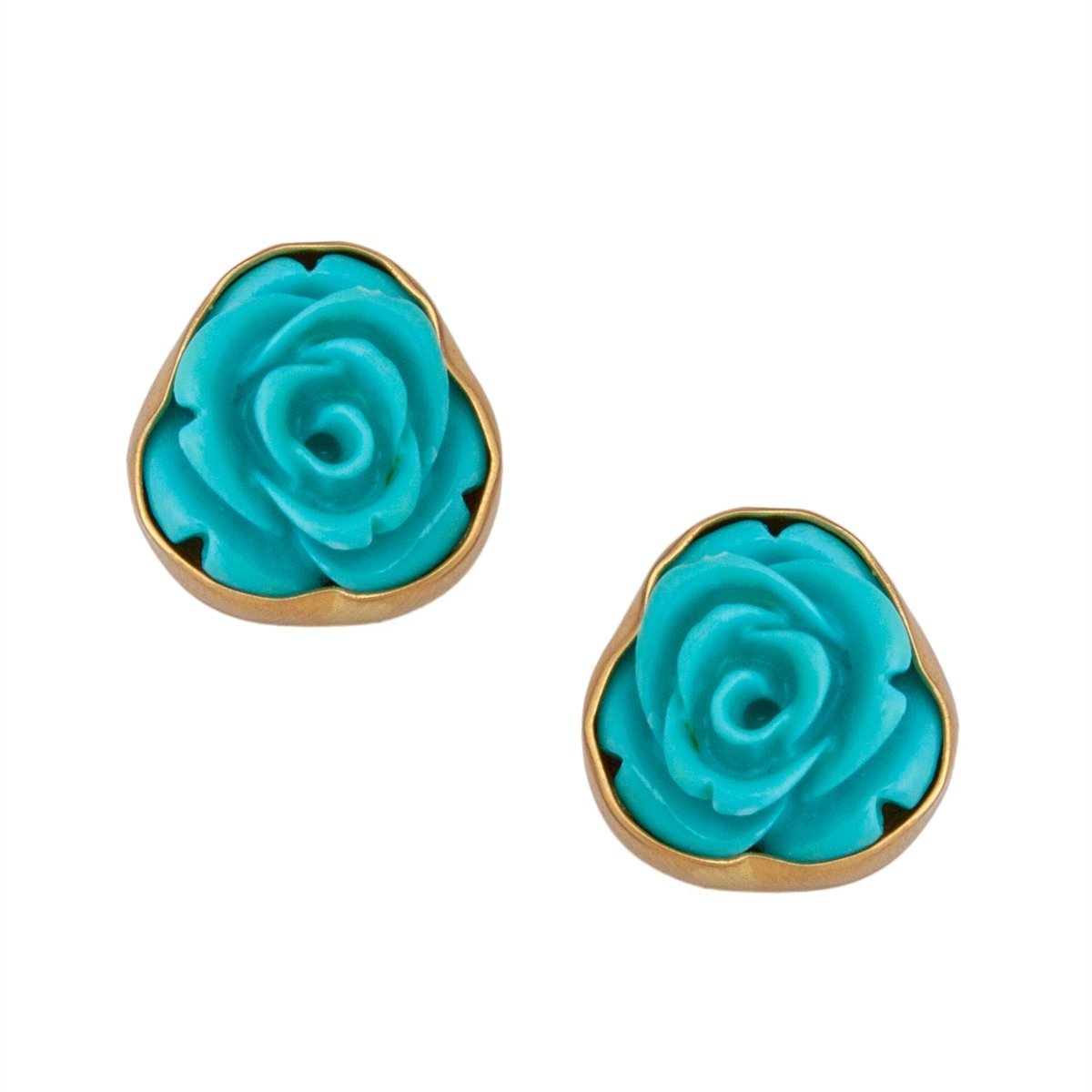 Resin Flower Post Earrings - Teal | Charles Albert Jewelry