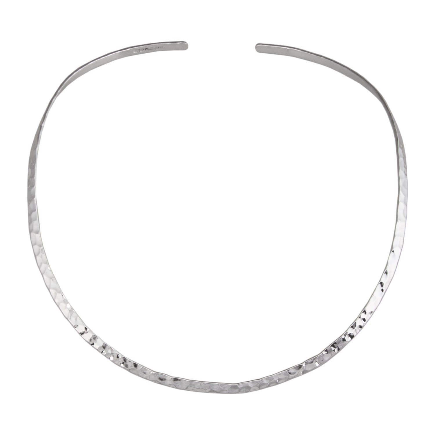 Silver Plated Hammered Open Round Neckwire | Charles Albert Jewelry