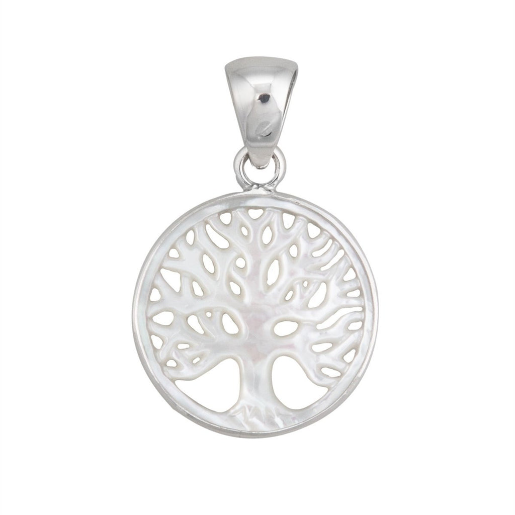 Sterling Silver 25mm MOP Tree of Life Pendant Charles Albert Inc