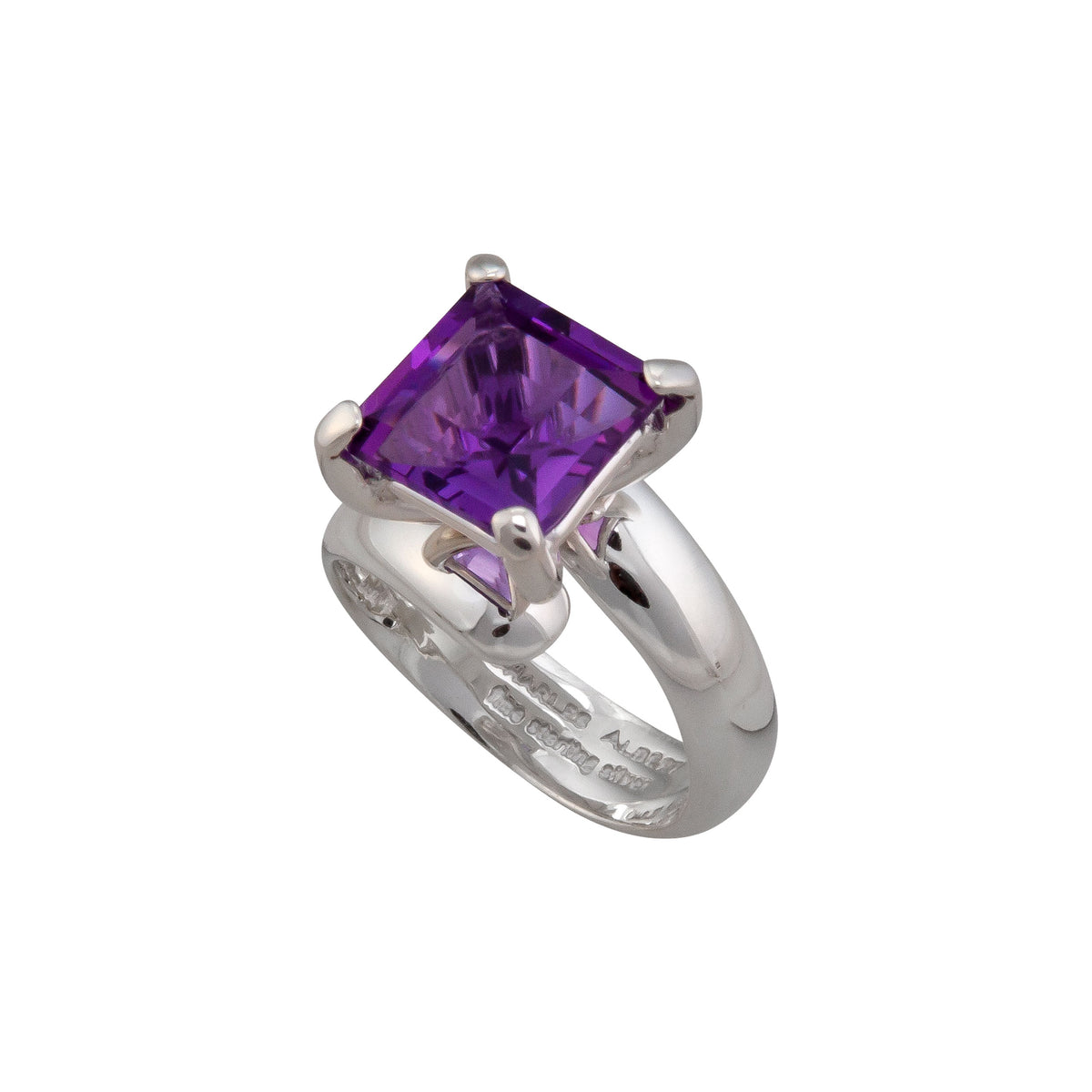 Sterling Silver Amethyst Prong Set Adjustable Ring | Charles Albert Jewelry
