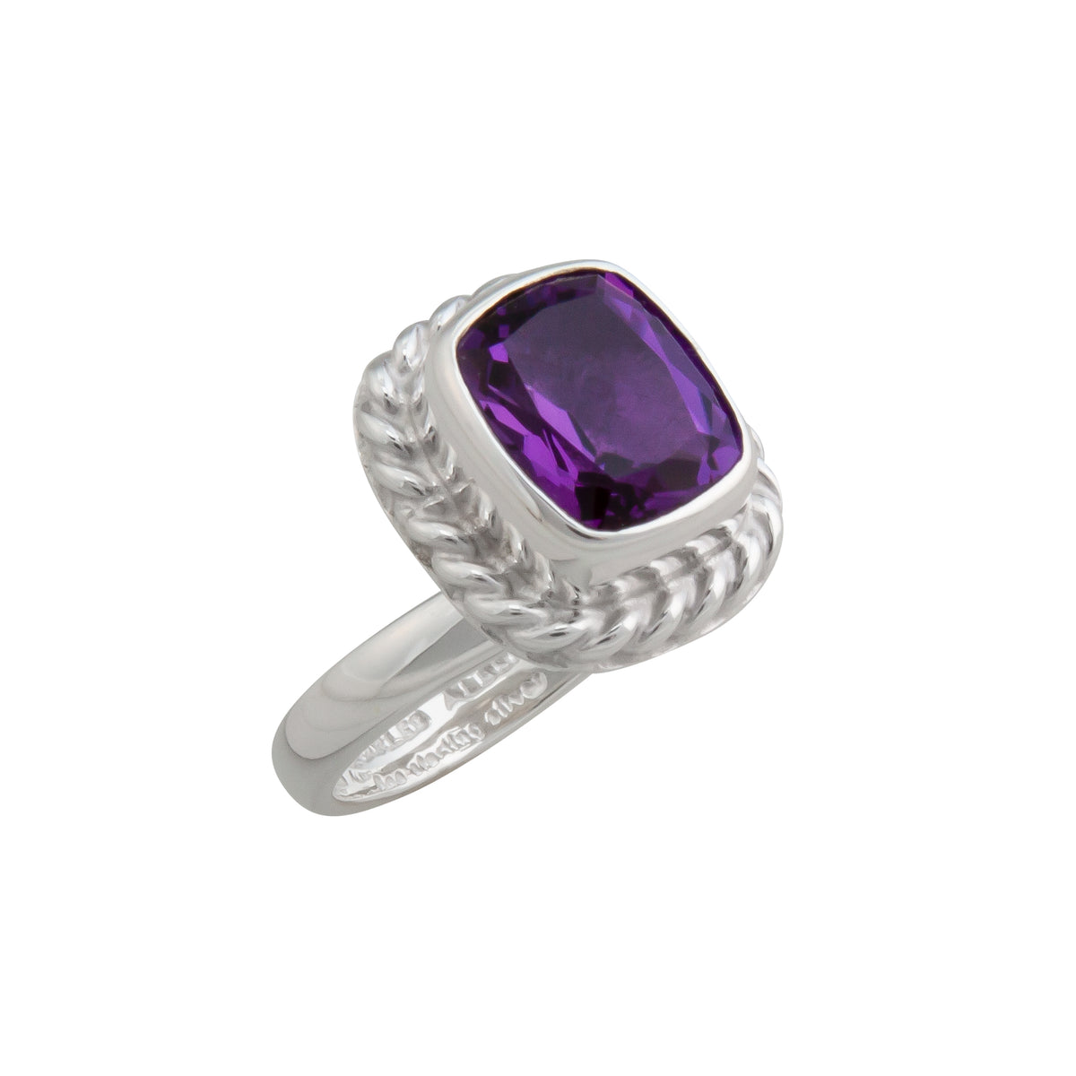 Sterling Silver Amethyst Rope Adjustable Ring | Charles Albert Jewelry
