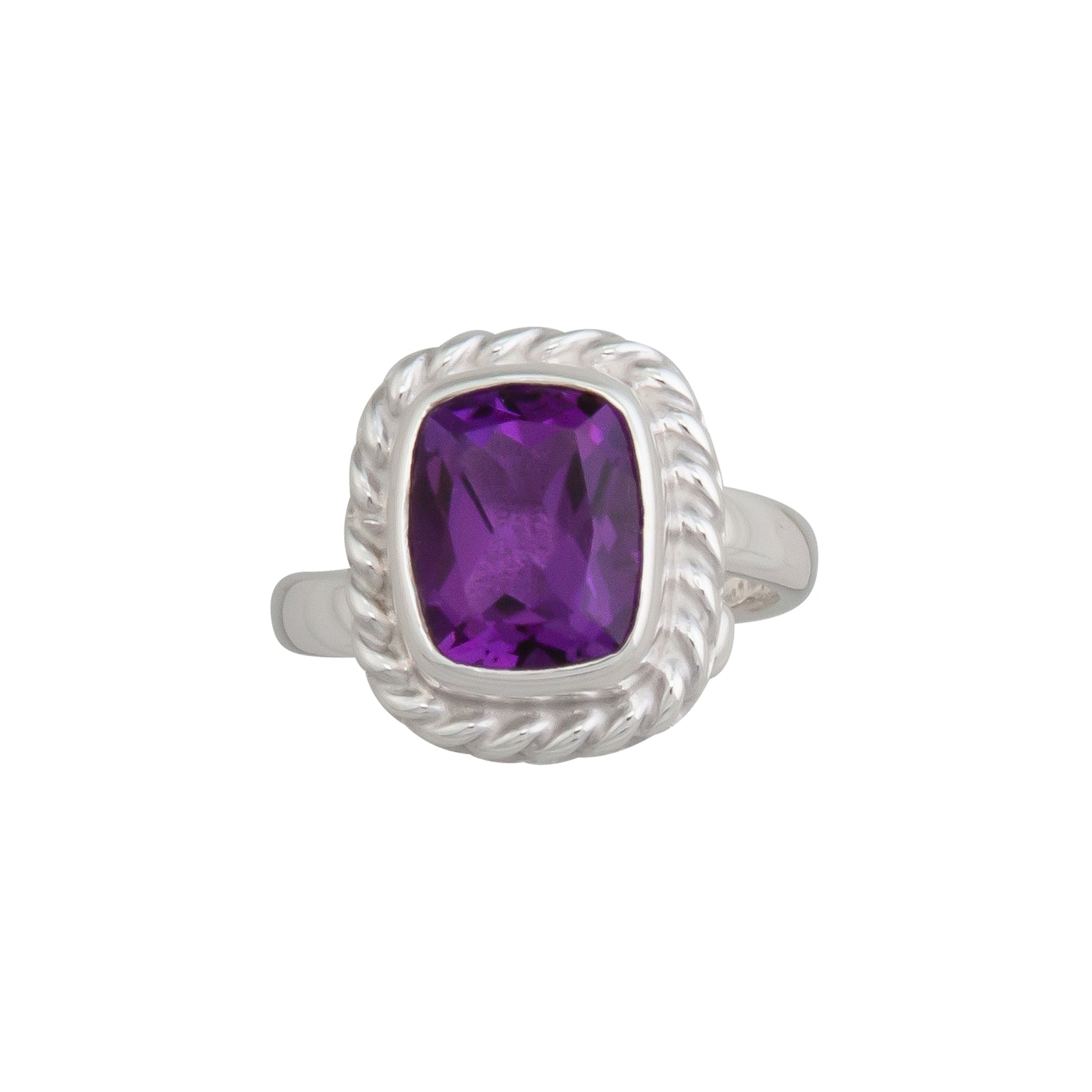 Sterling Silver Amethyst Rope Adjustable Ring | Charles Albert Jewelry