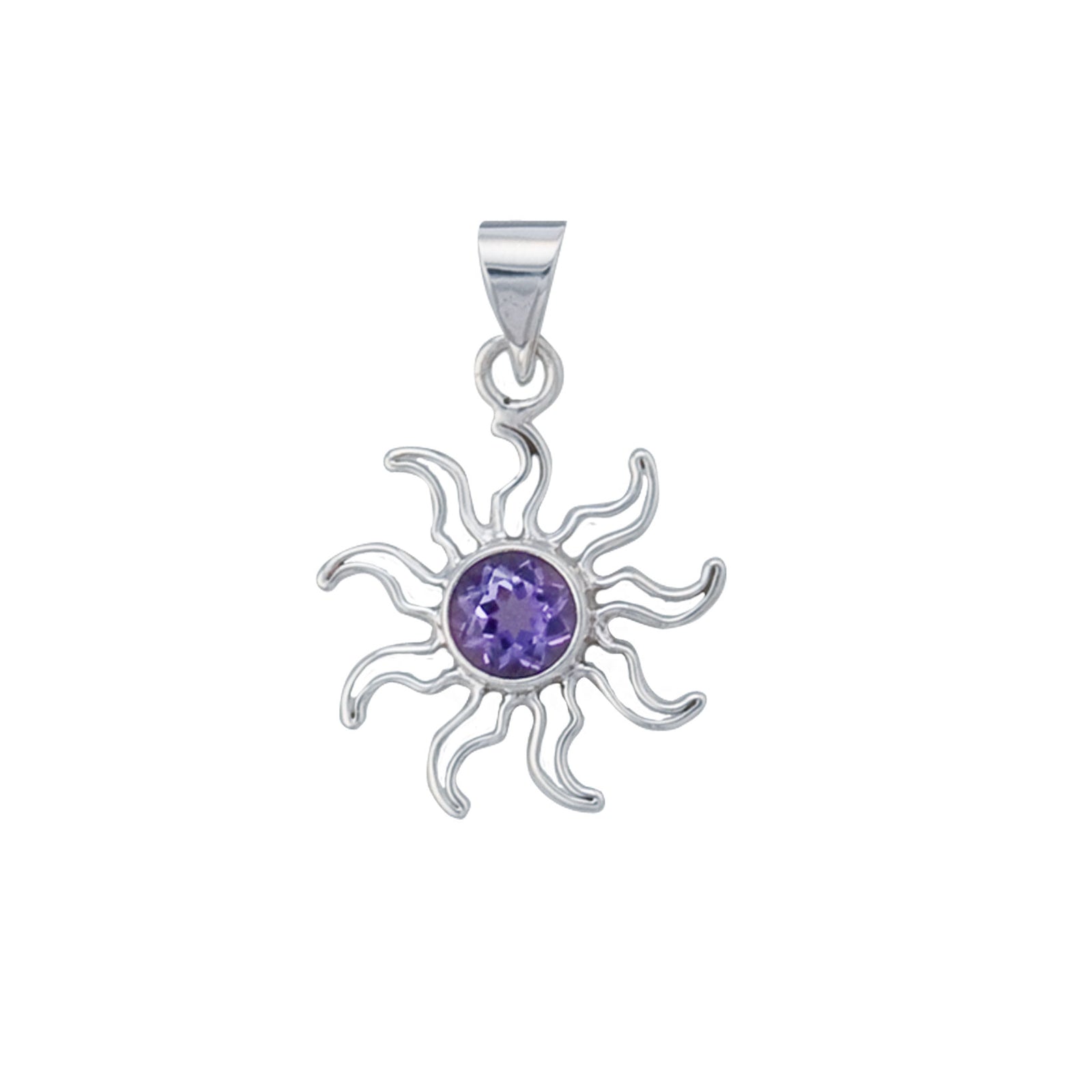 Sterling Silver Amethyst Sun Pendant | Charles Albert Jewelry