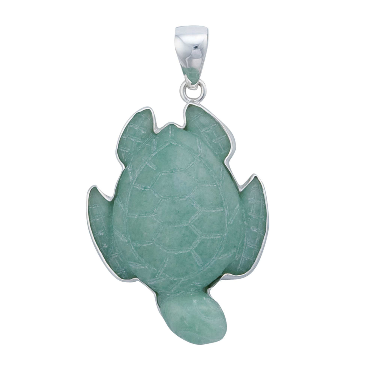 Sterling Silver Aventurine Sea Turtle Pendant | Charles Albert Jewelry