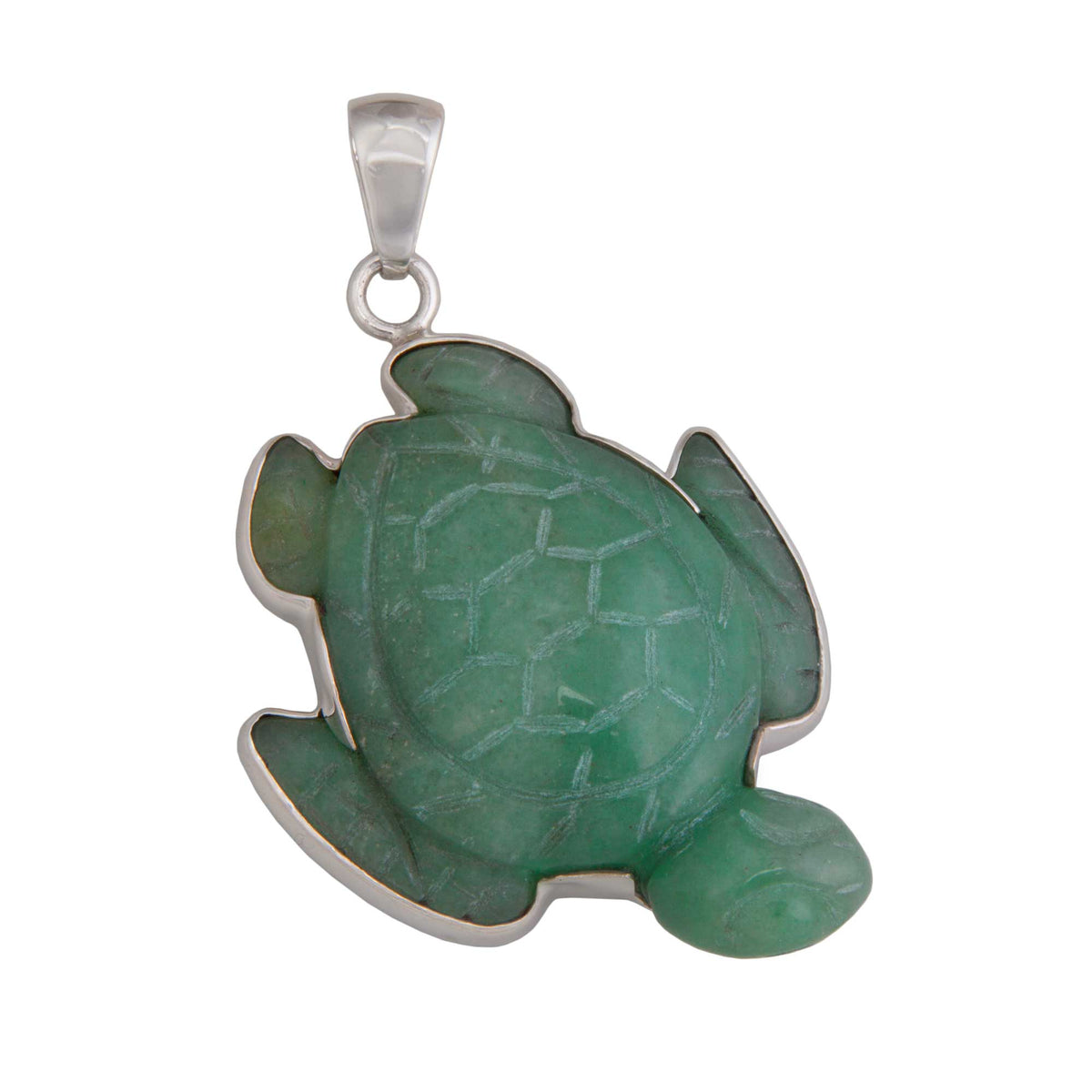 Sterling Silver Aventurine Sea Turtle Pendant | Charles Albert Jewelry