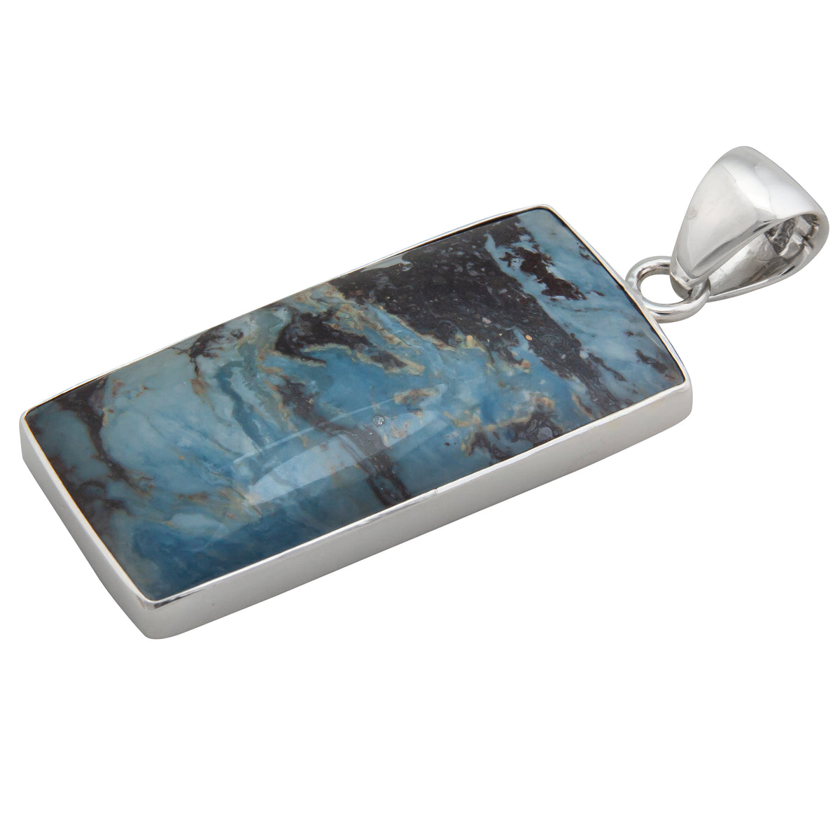 Sterling Silver Aztec Lapis Rectangle Pendant | Charles Albert Jewelry