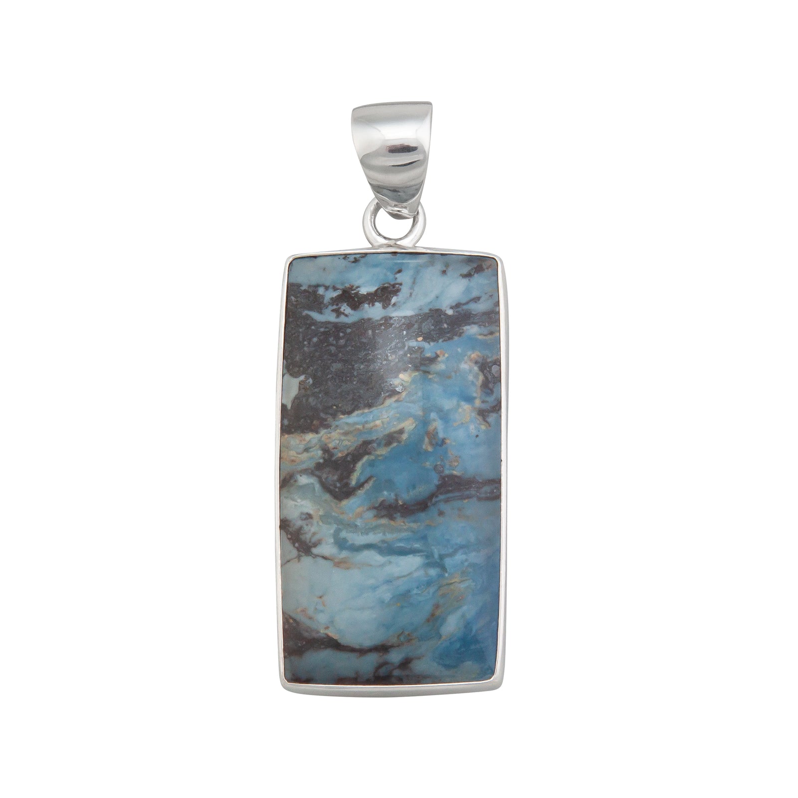 Sterling Silver Aztec Lapis Rectangle Pendant | Charles Albert Jewelry