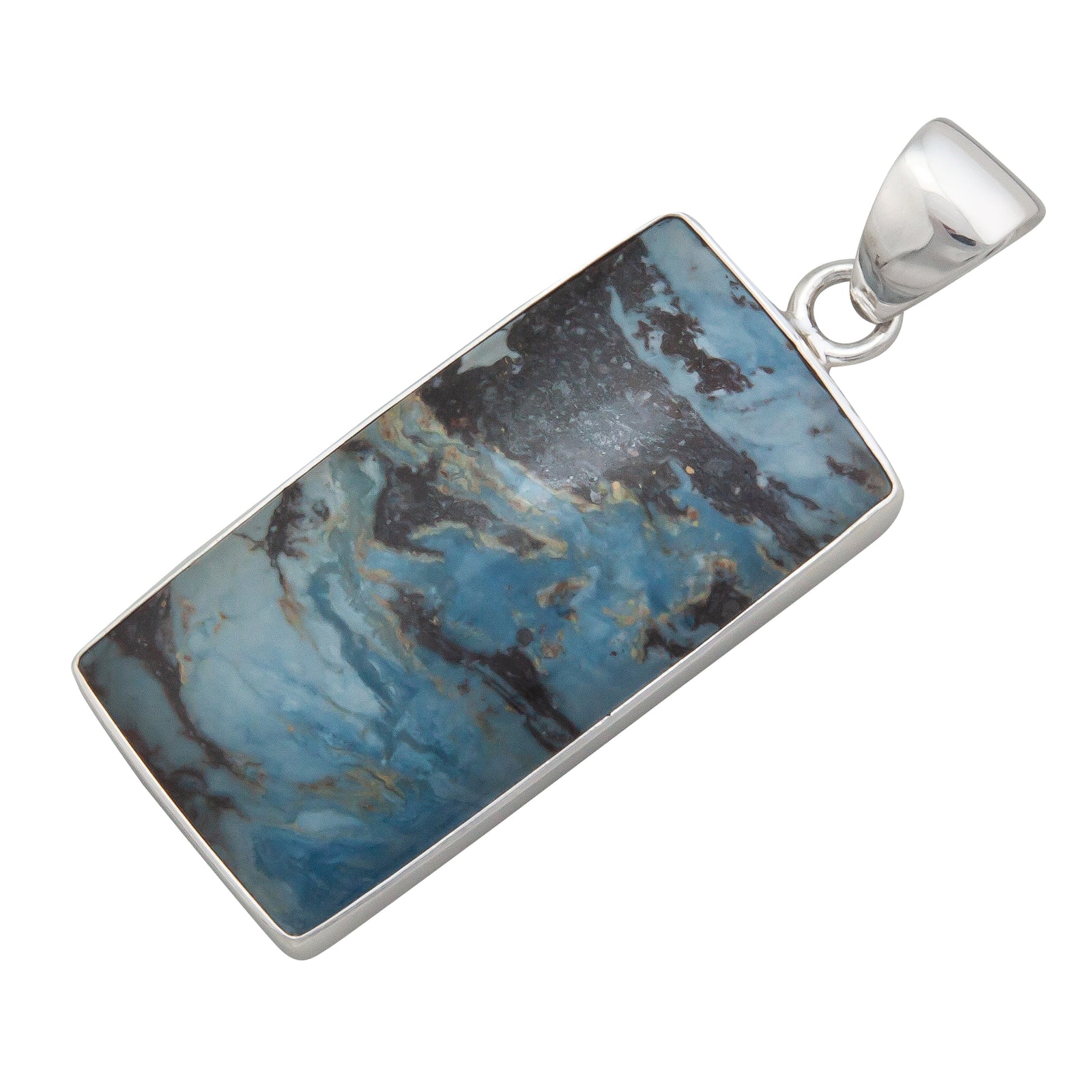 Sterling Silver Aztec Lapis Rectangle Pendant | Charles Albert Jewelry