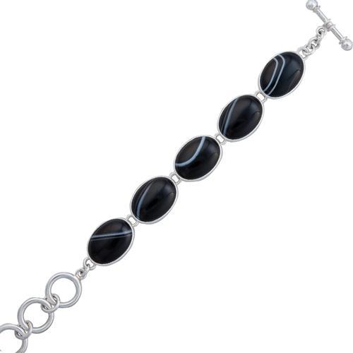 Sterling Silver Black Sardonyx Bracelet | Charles Albert Jewelry