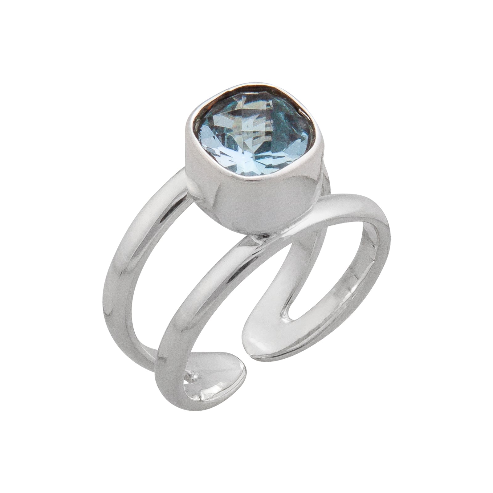 Sterling Silver Blue Topaz Adjustable Cuff Ring | Charles Albert Jewelry