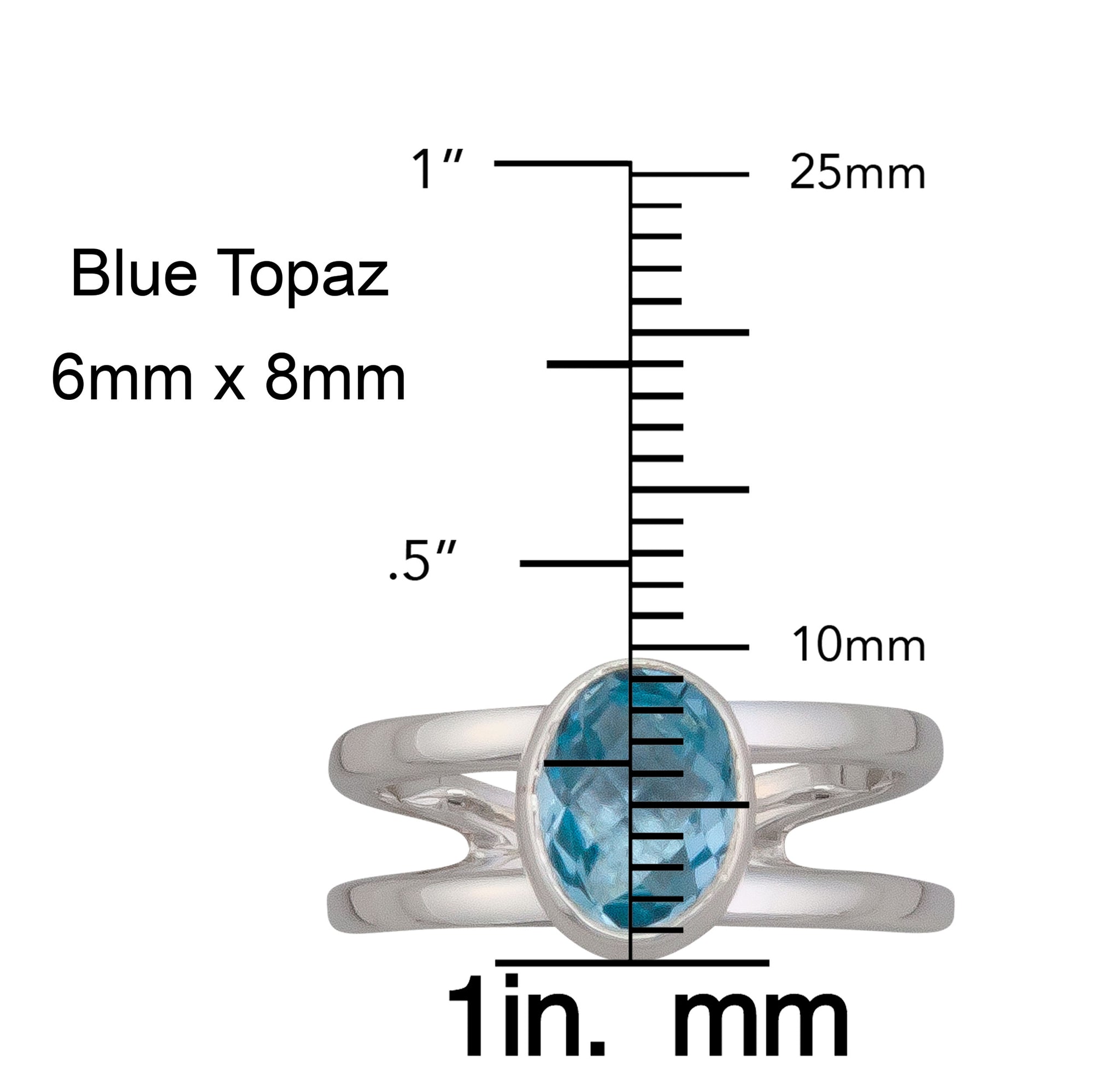 Sterling Silver Blue Topaz Double Band Adjustable Ring | Charles Albert Jewelry