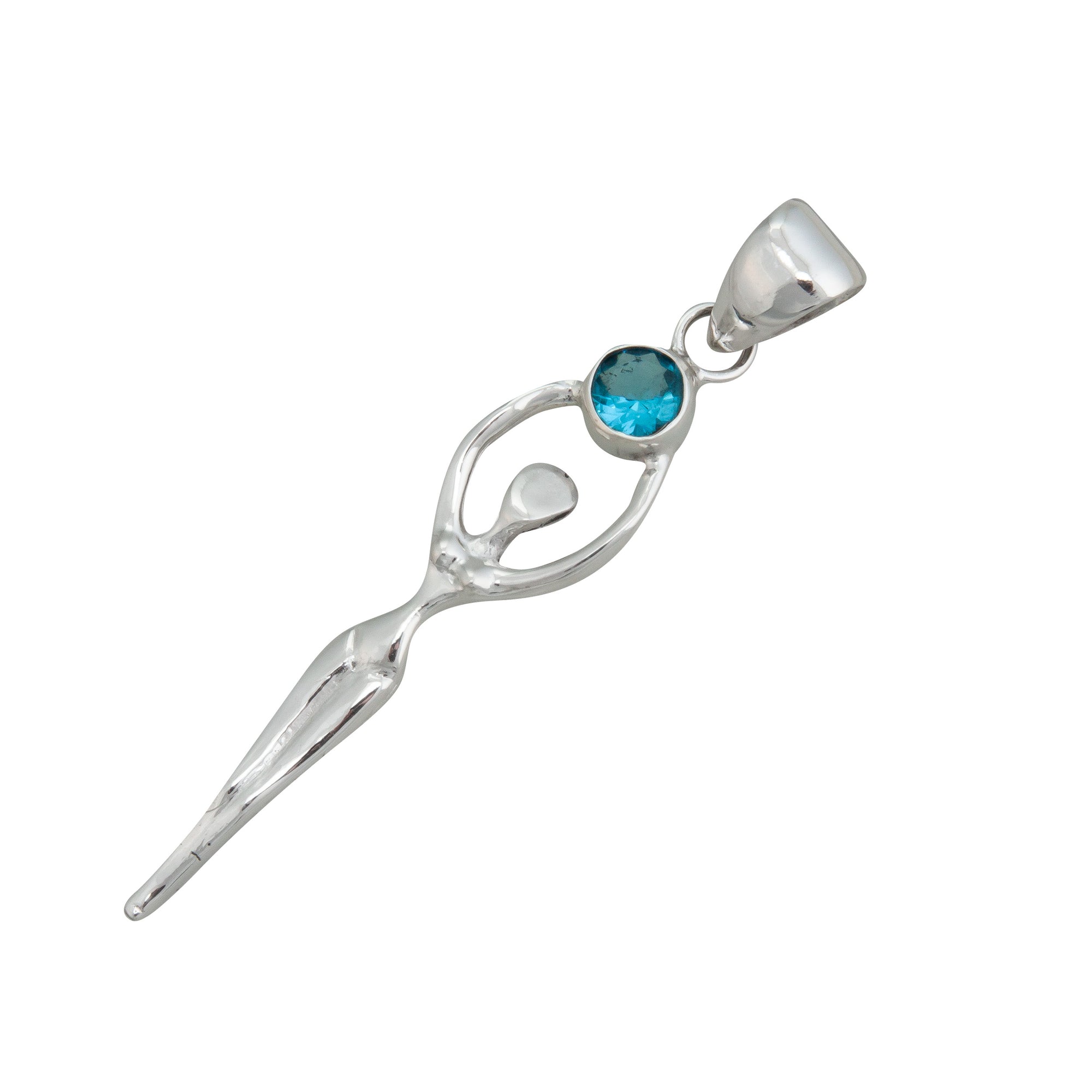 Sterling Silver Blue Topaz Goddess Pendant | Charles Albert Jewelry