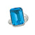 Sterling Silver Blue Topaz Rectangle Bezel Set Adjustable Ring | Charles Albert Jewelry