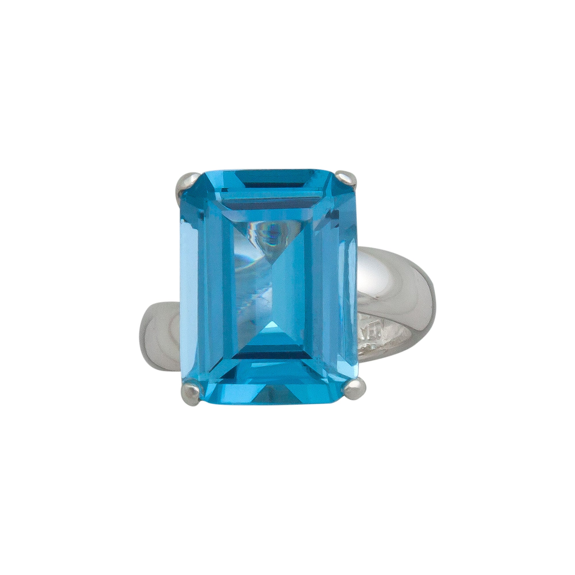 Sterling Silver Blue Topaz Prong Set Ring | Charles Albert Jewelry