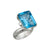 Sterling Silver Blue Topaz Rectangle Prong Set Adjustable Ring | Charles Albert Jewelry