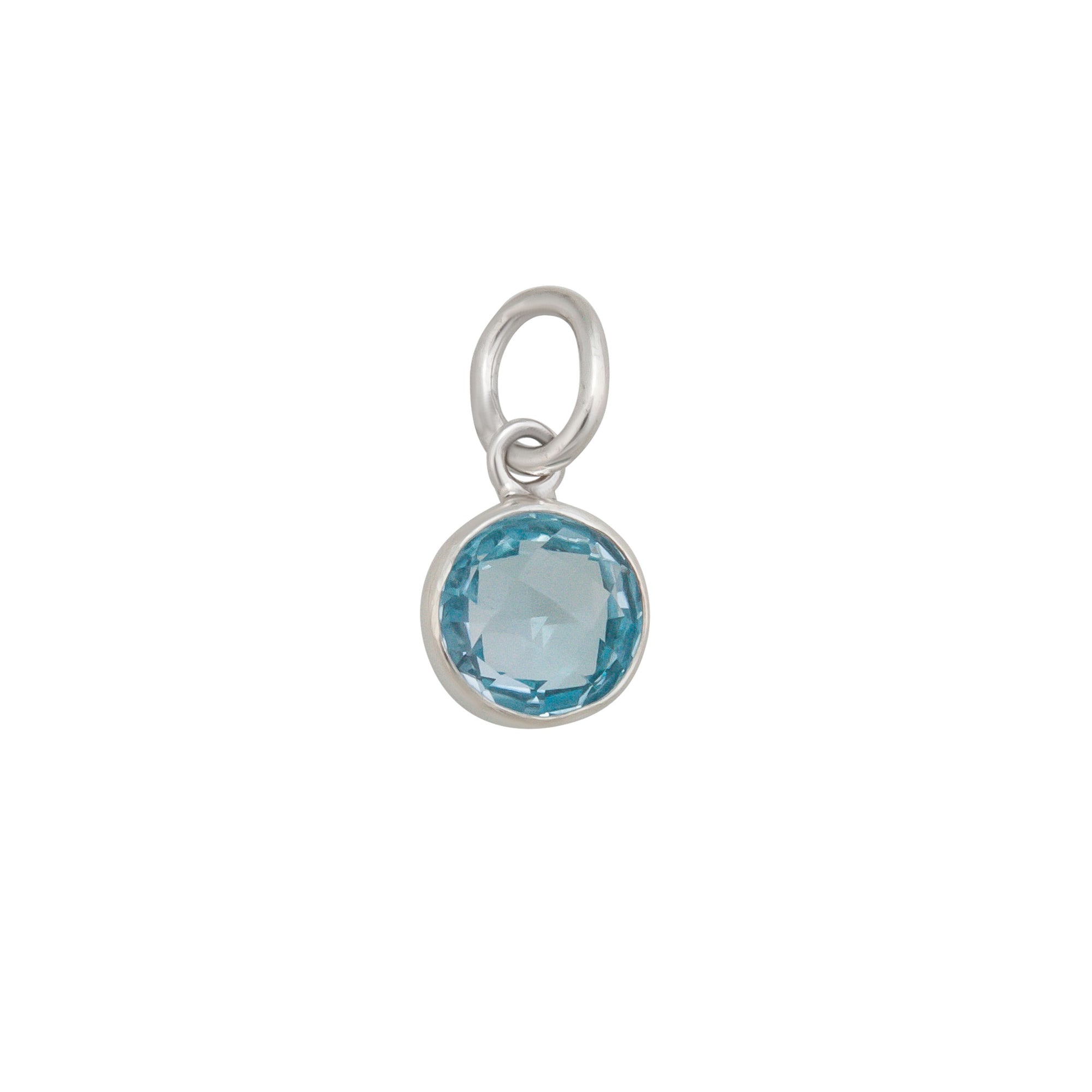 Sterling Silver Blue Topaz Round Charm Pendant | Charles Albert Jewelry