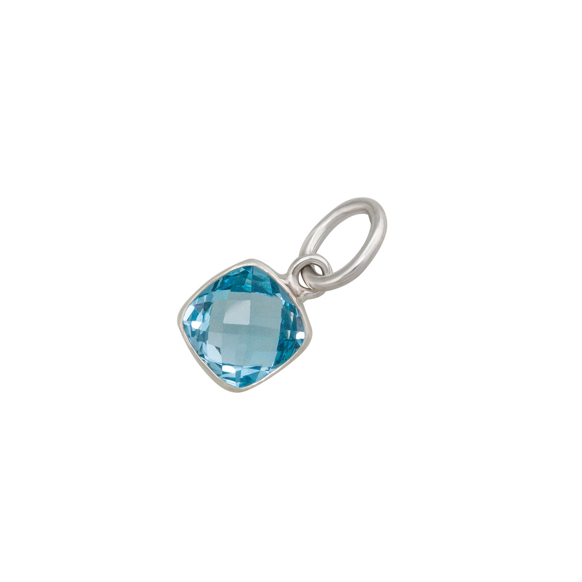 Sterling Silver Blue Topaz Square Charm Pendant | Charles Albert Jewelry