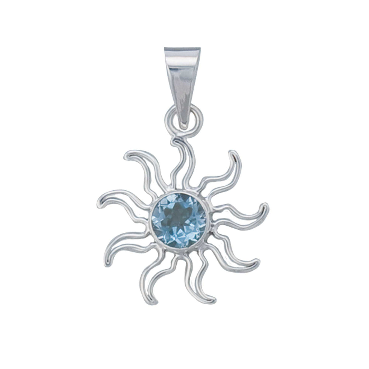 Sterling Silver Blue Topaz Sun Pendant | Charles Albert Jewelry