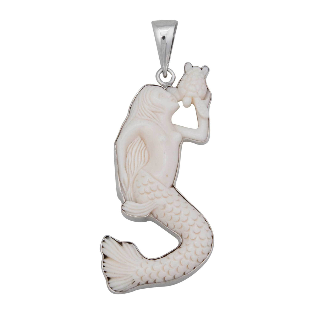 Sterling Silver Bone Mermaid Pendant | Charles Albert Jewelry