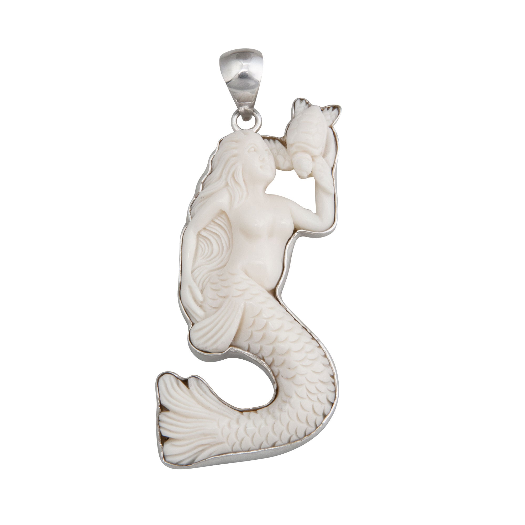 Sterling Silver Bone Mermaid Pendant | Charles Albert Jewelry