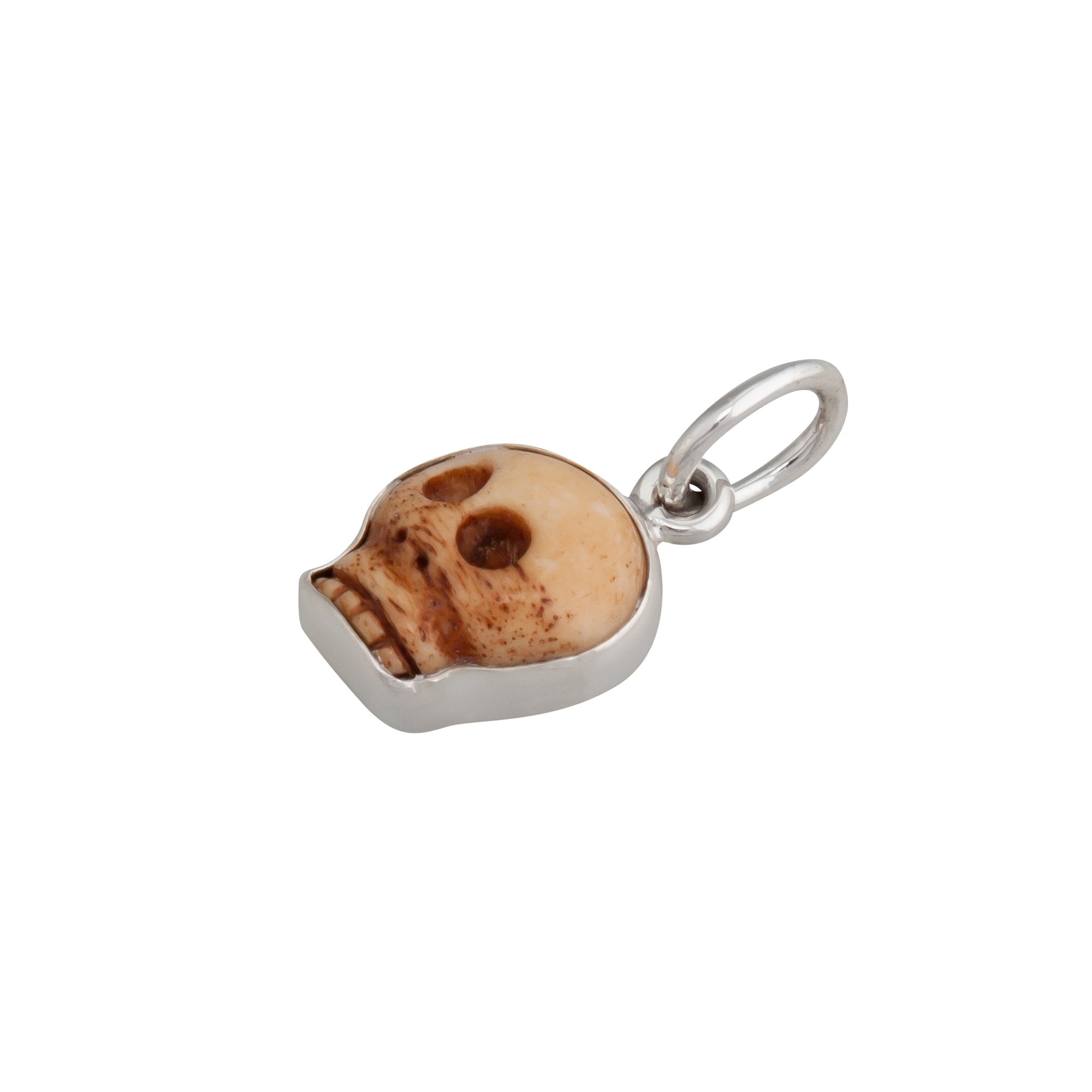 Sterling Silver Bone Skull Mini Charm Pendant | Charles Albert Jewelry