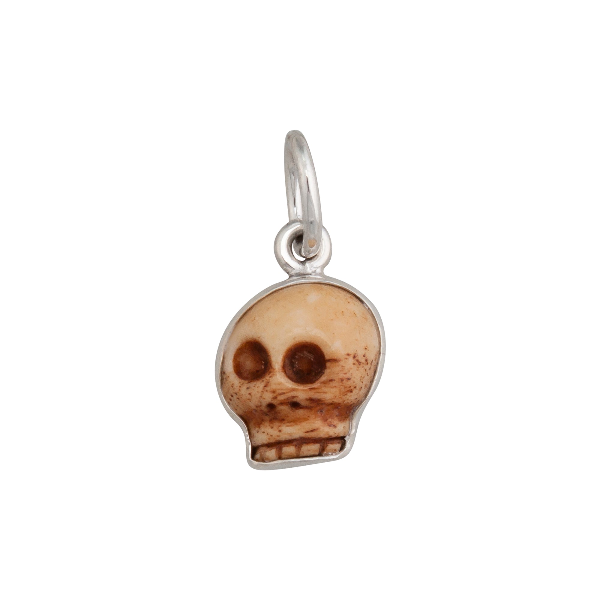 Sterling Silver Bone Skull Mini Charm Pendant | Charles Albert Jewelry