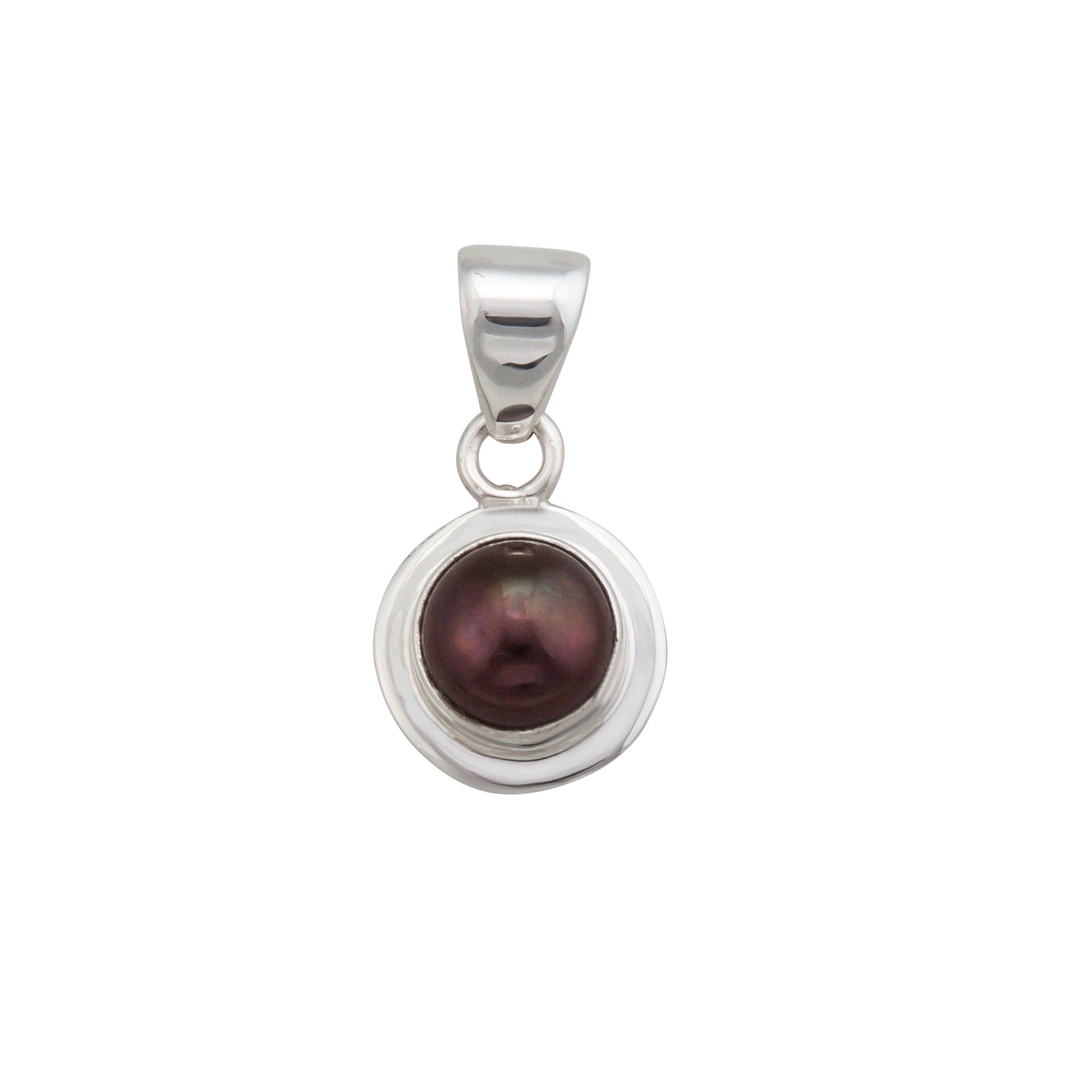 Sterling Silver Bronze Pearl Pendant with Detailed Edge | Charles Albert Jewelry