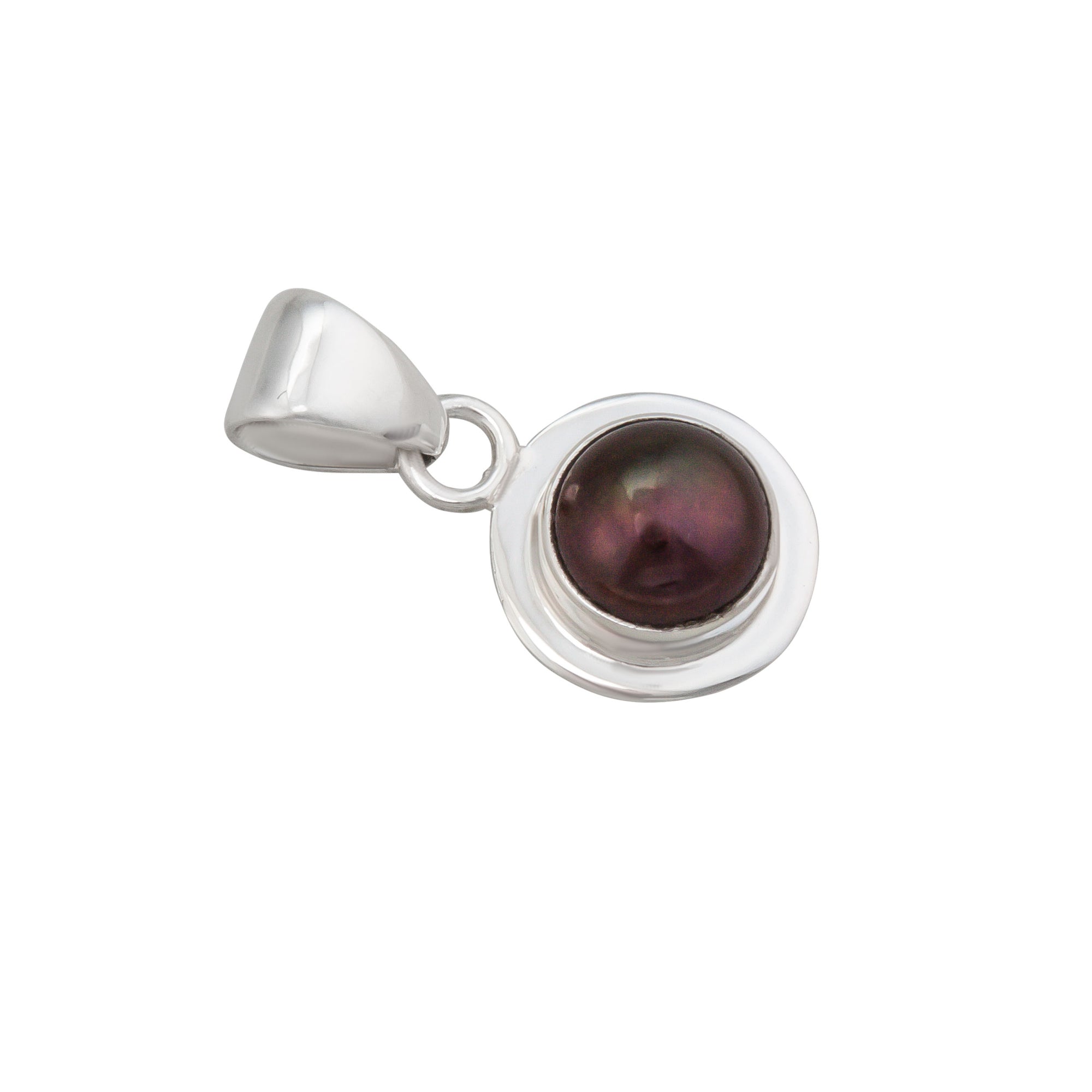 Sterling Silver Bronze Pearl Pendant with Detailed Edge | Charles Albert Jewelry