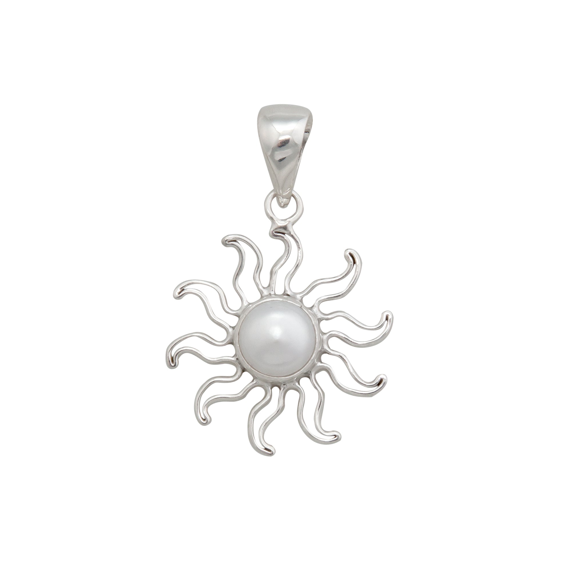 Sterling Silver Button Pearl Sun Pendant | Charles Albert Jewelry