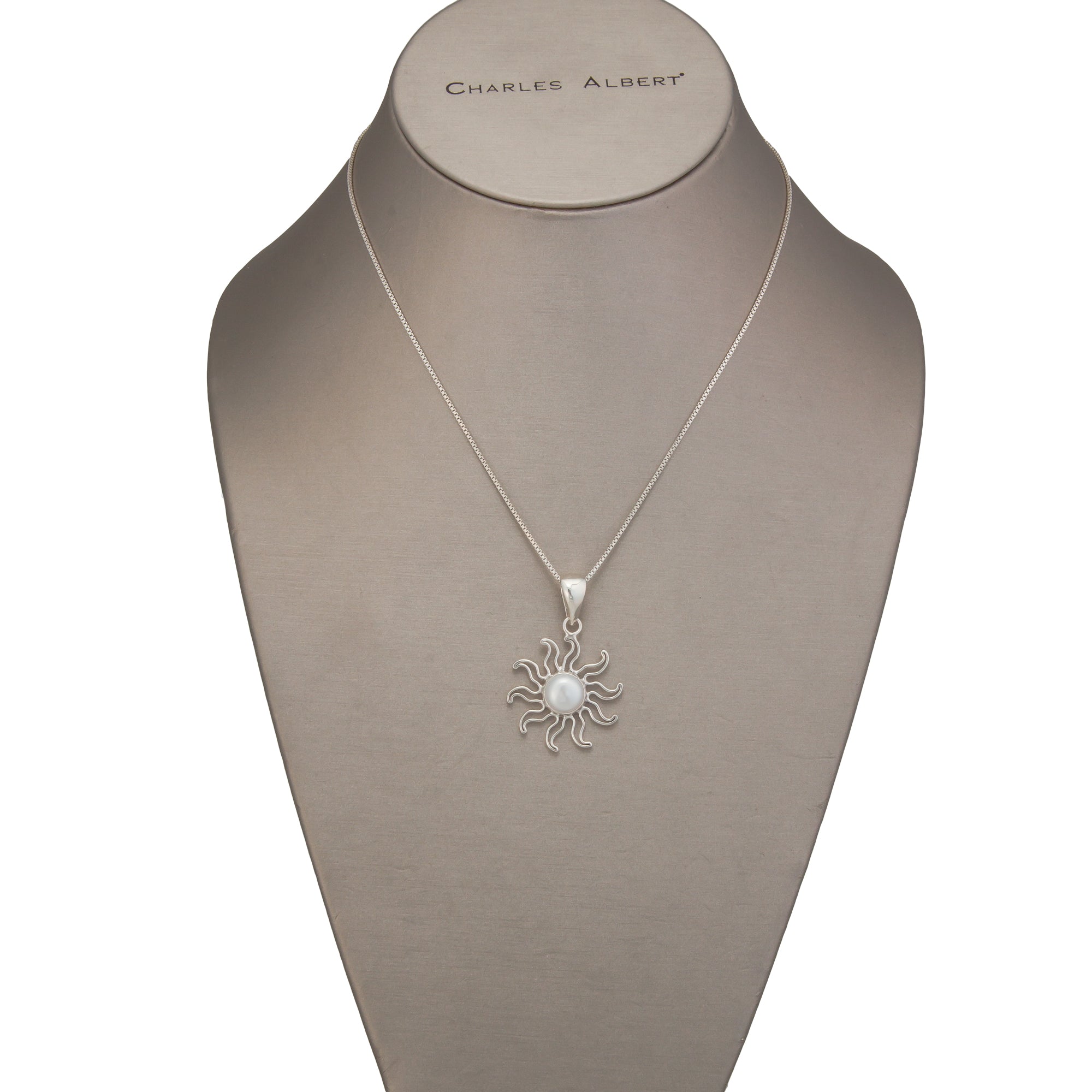 Sterling Silver Button Pearl Sun Pendant | Charles Albert Jewelry