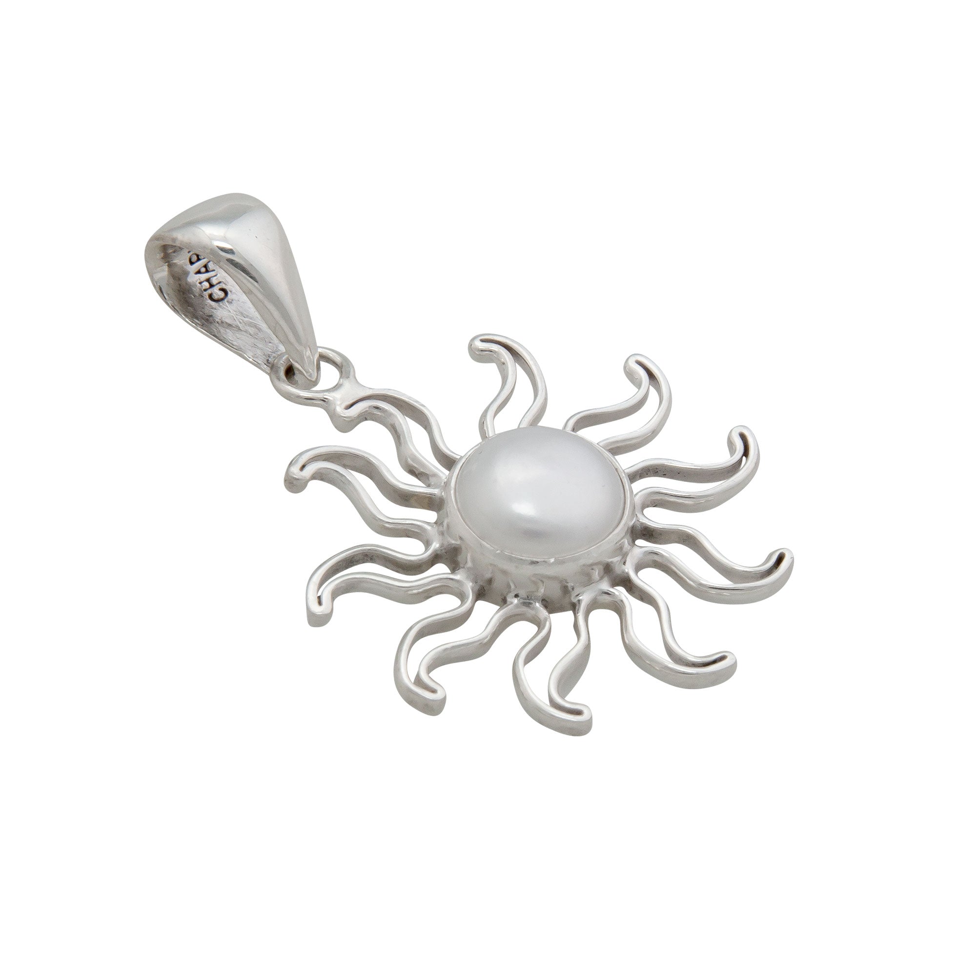 Sterling Silver Button Pearl Sun Pendant | Charles Albert Jewelry