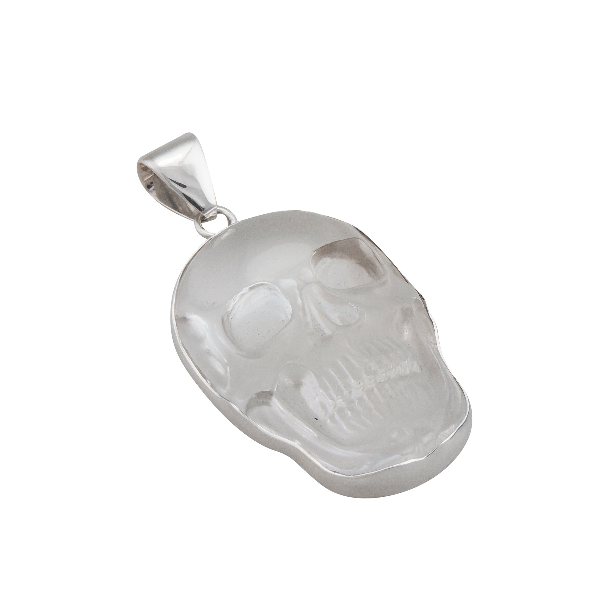 Sterling Silver Clear Quartz Skull Large Pendant | Charles Albert Jewelry