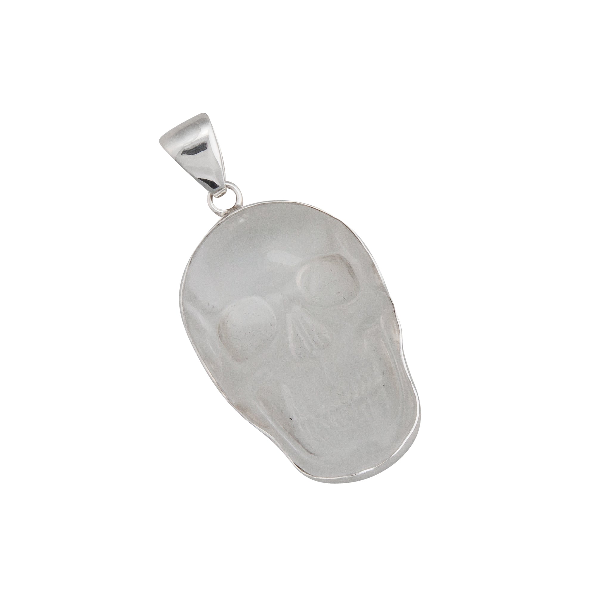 Sterling Silver Clear Quartz Skull Large Pendant | Charles Albert Jewelry