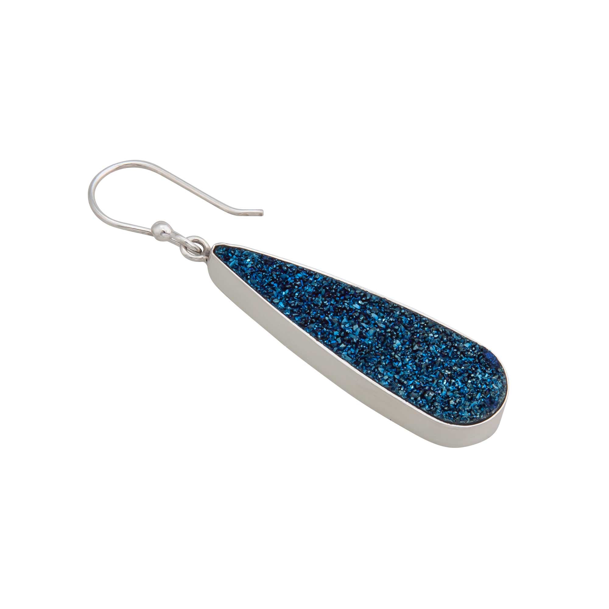 Sterling Silver Cobalt Blue Druzy Teardrop Earrings | Charles Albert Jewelry