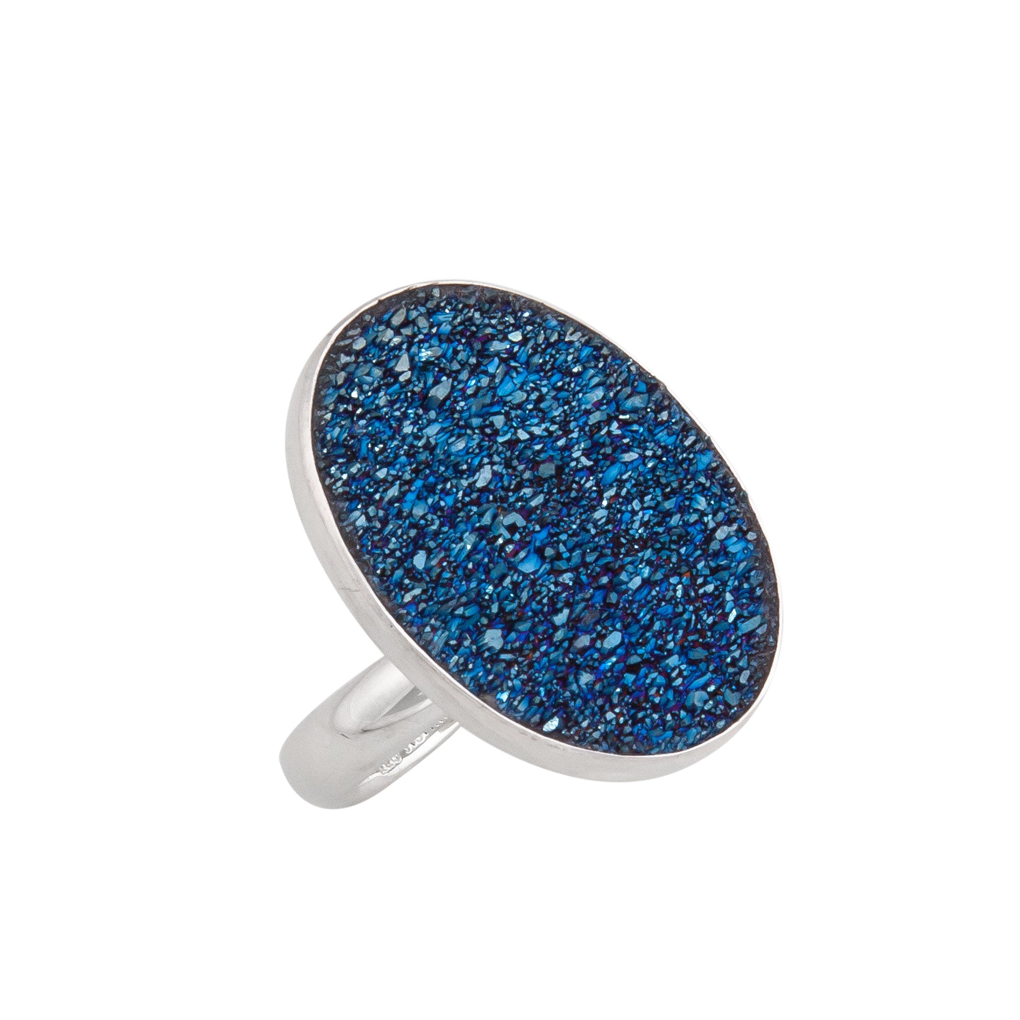 Sterling Silver Cobalt Druzy Adjustable Ring | Charles Albert Jewelry