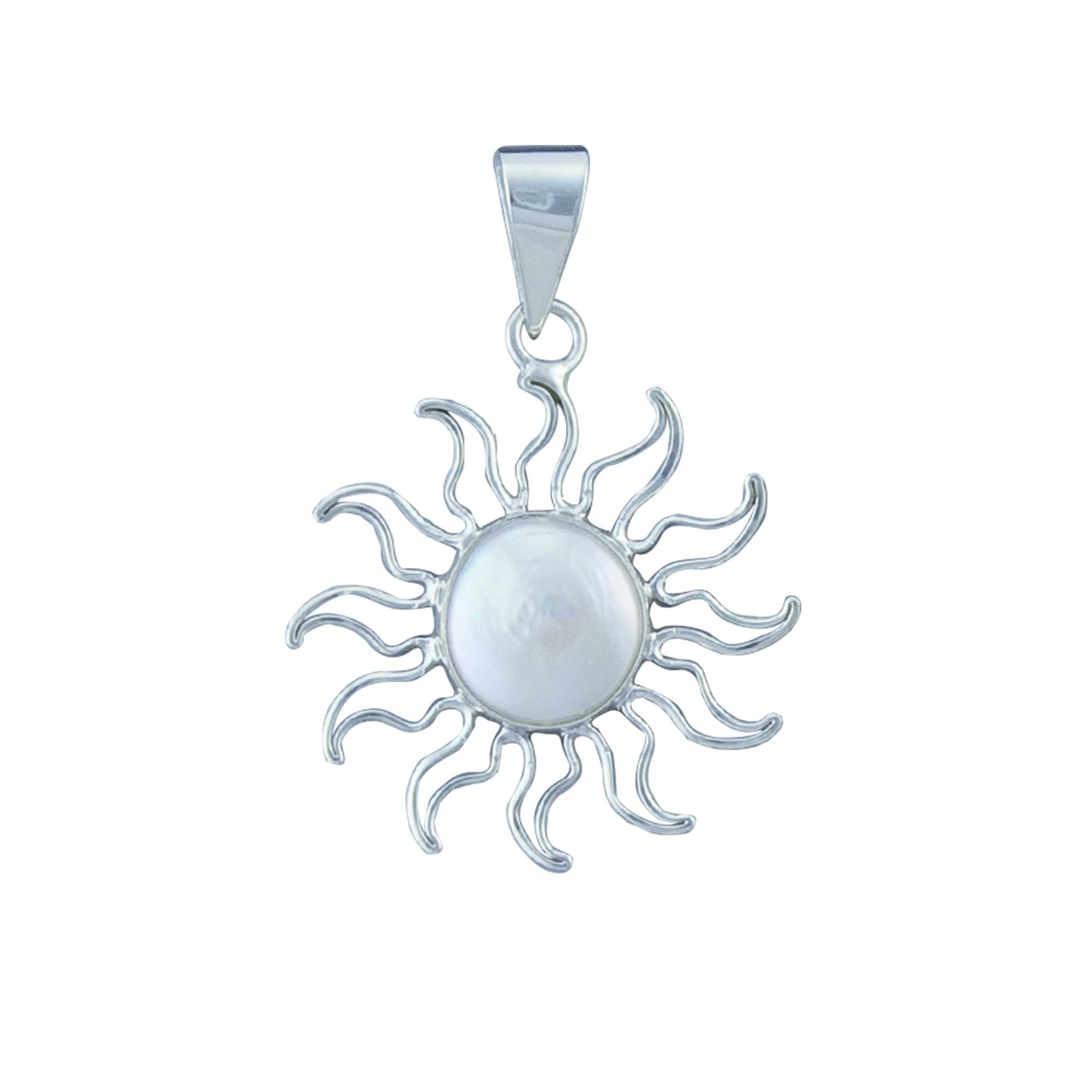 Sterling Silver Coin Pearl Sun Pendant | Charles Albert Jewelry