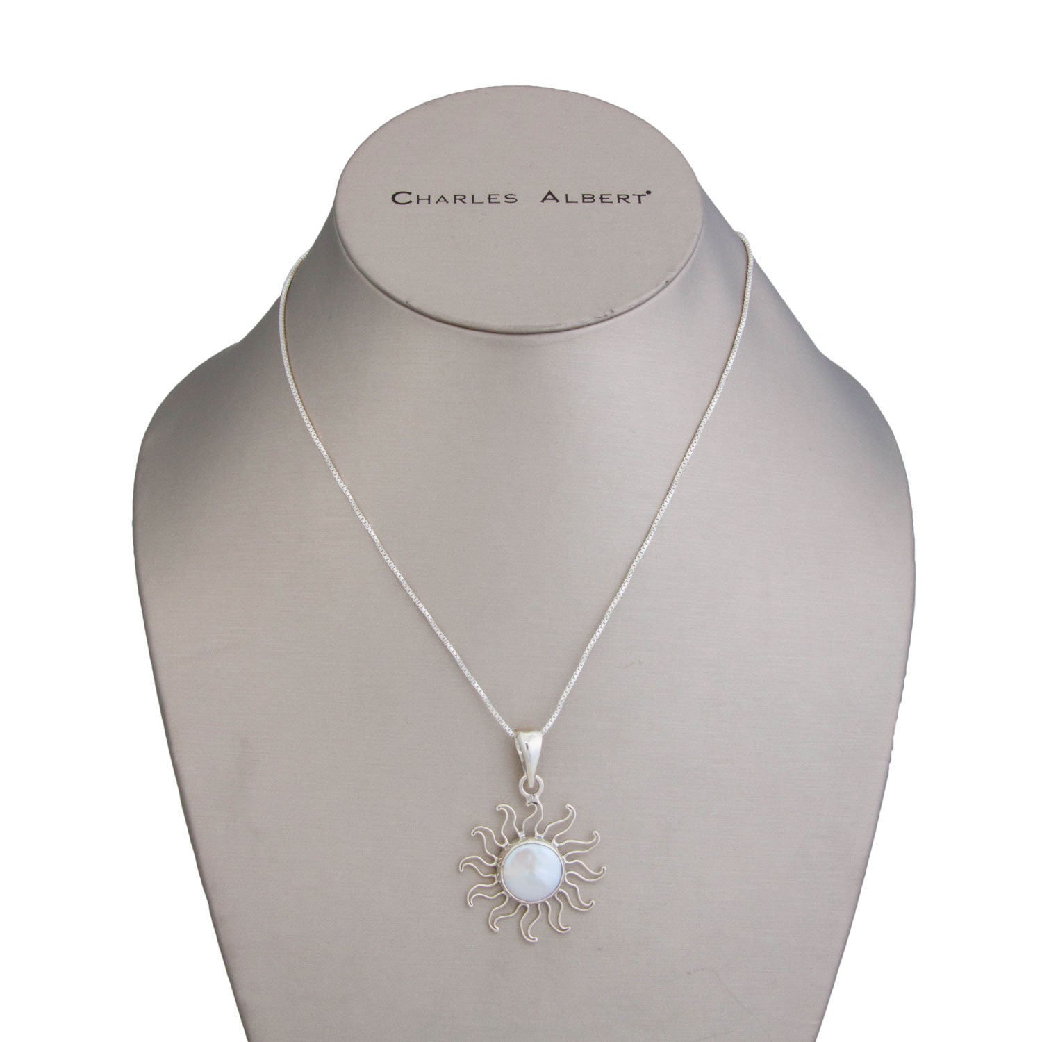 Sterling Silver Coin Pearl Sun Pendant | Charles Albert Jewelry