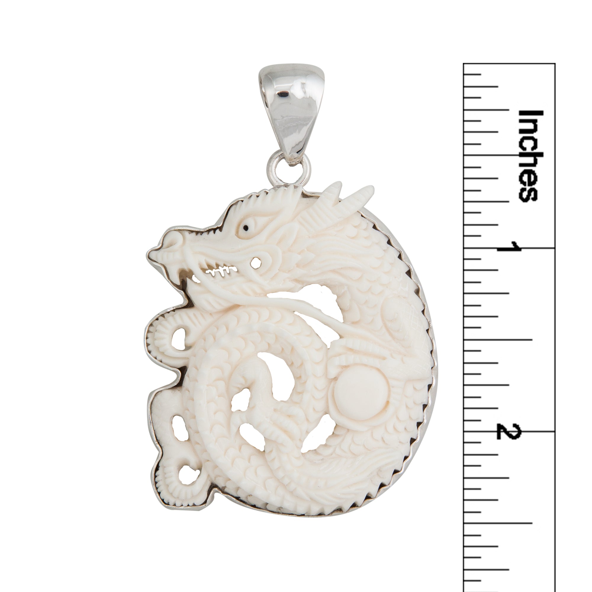 Sterling Silver Curled Dragon Bone Pendant | Charles Albert Jewelry