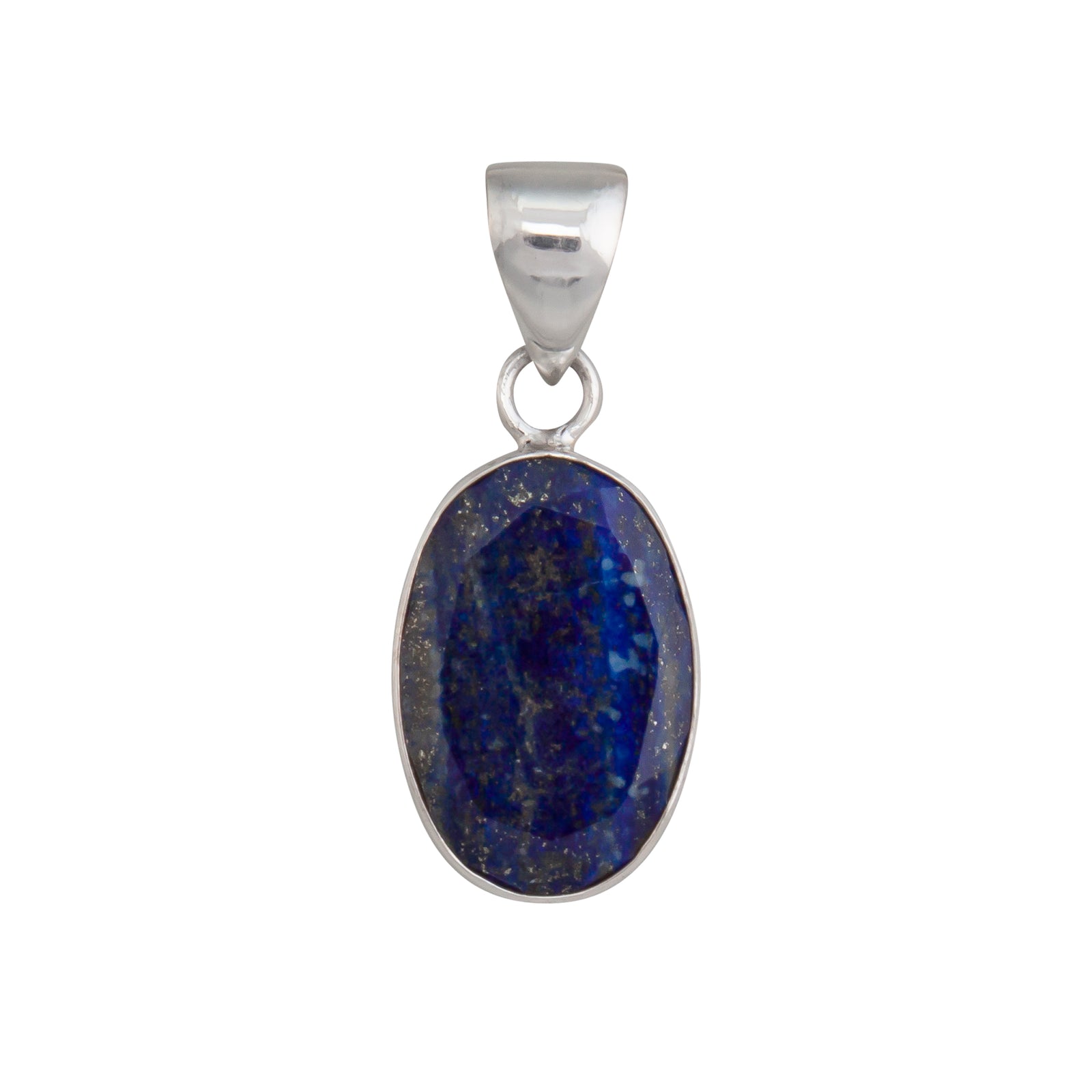 Sterling Silver Faceted Lapis Lazuli Oval Pendant | Charles Albert Jewelry