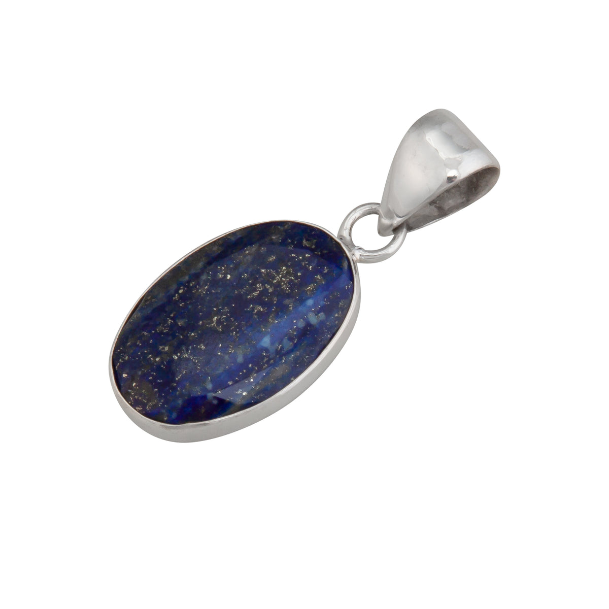 Sterling Silver Faceted Lapis Lazuli Oval Pendant | Charles Albert Jewelry