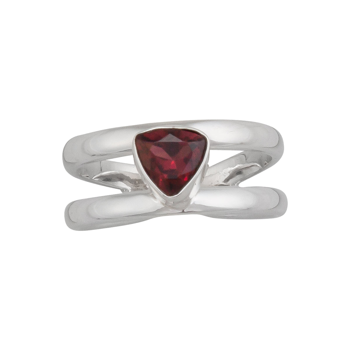 Sterling Silver Garnet Double Band Cuff Ring | Charles Albert Jewelry
