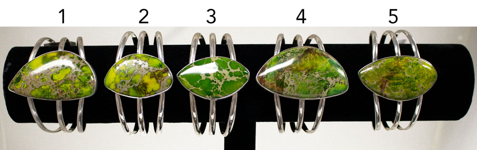 Sterling Silver Green Color-Enhanced Jasper Multi Band Cuff - Styles 1 to 5 | Charles Albert Jewelry