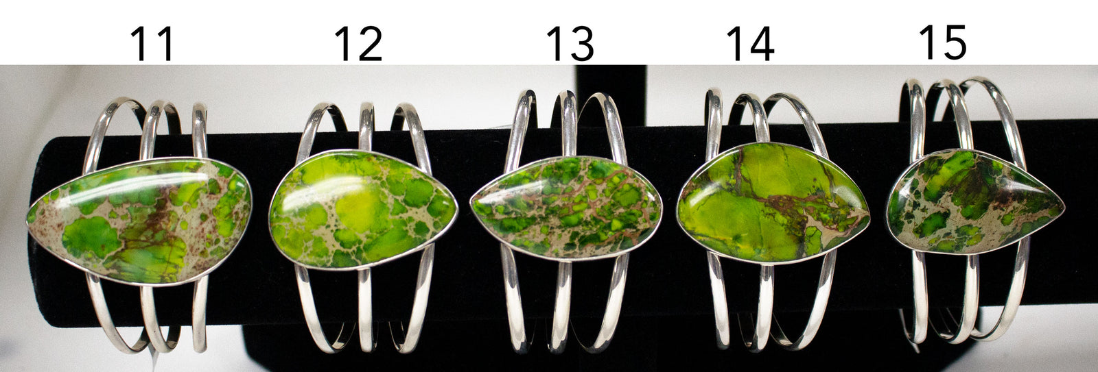 Sterling Silver Green Color-Enhanced Jasper Multi Band Cuff - Styles 11 to 15 | Charles Albert Jewelry