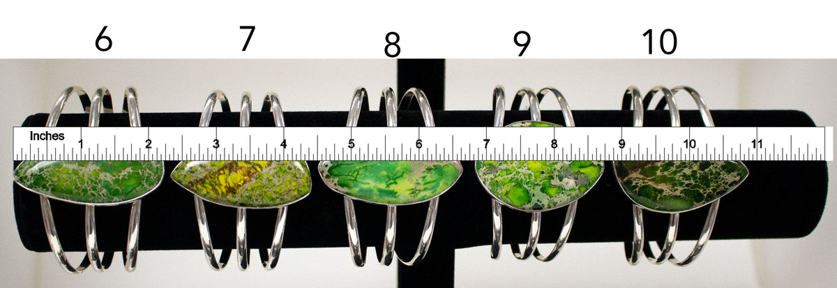 Sterling Silver Green Color-Enhanced Jasper Multi Band Cuff - Styles 6 to 10 | Charles Albert Jewelry