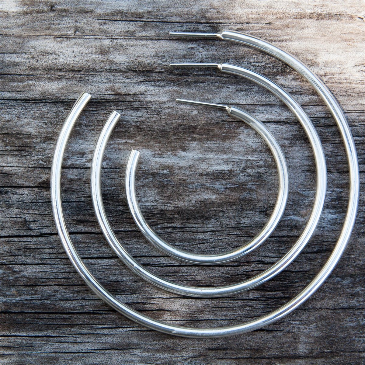 Sterling Silver High Polish Hoop Post Earrings | Charles Albert Jewelry