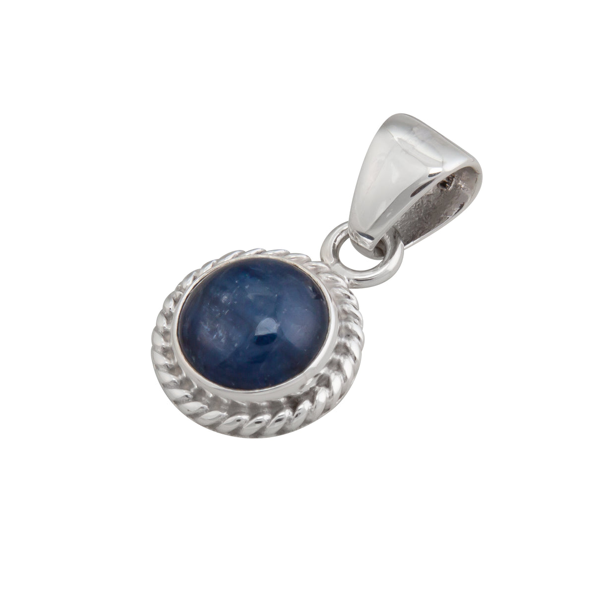 Sterling Silver Kyanite Round Rope Pendant | Charles Albert Jewelry