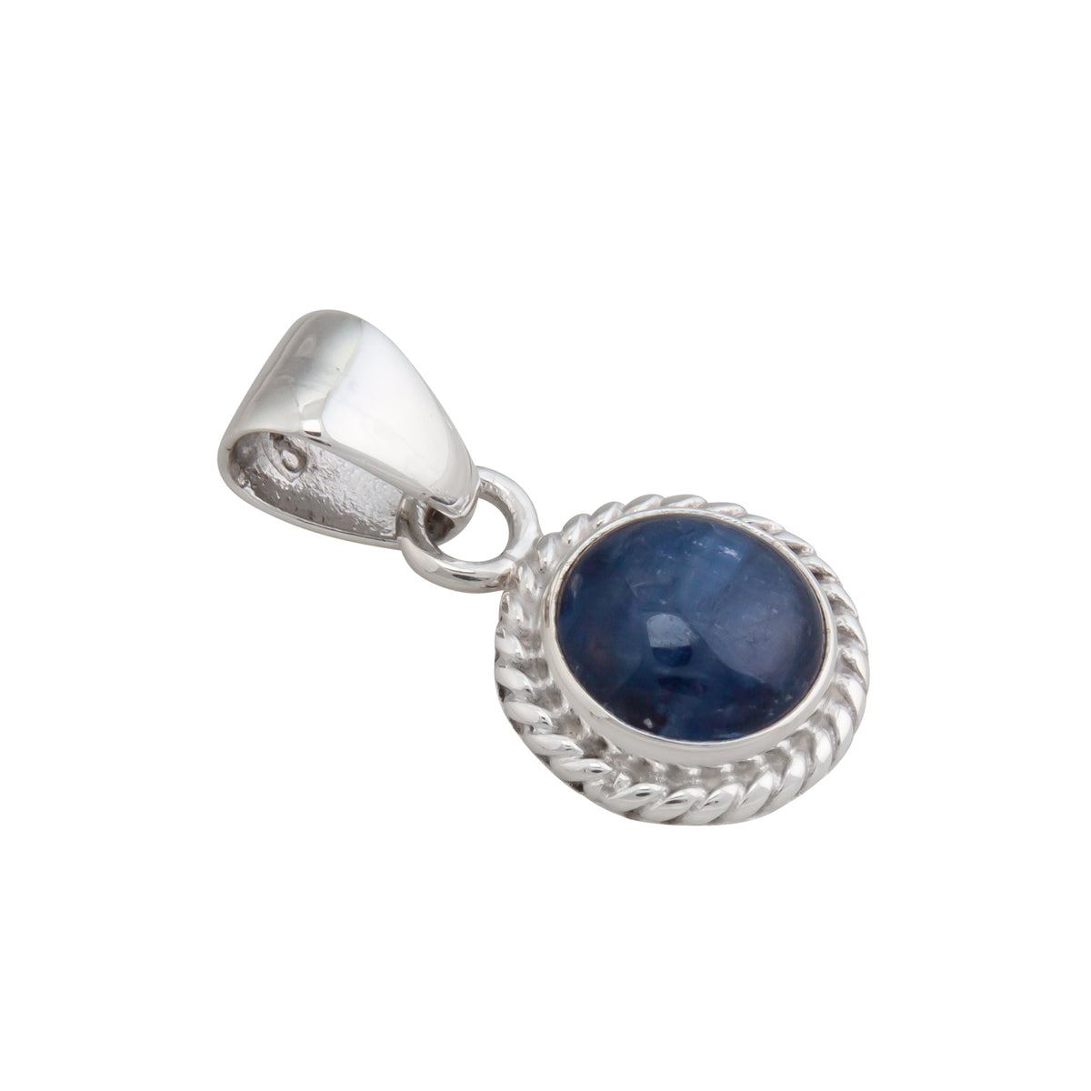 Sterling Silver Kyanite Round Rope Pendant | Charles Albert Jewelry