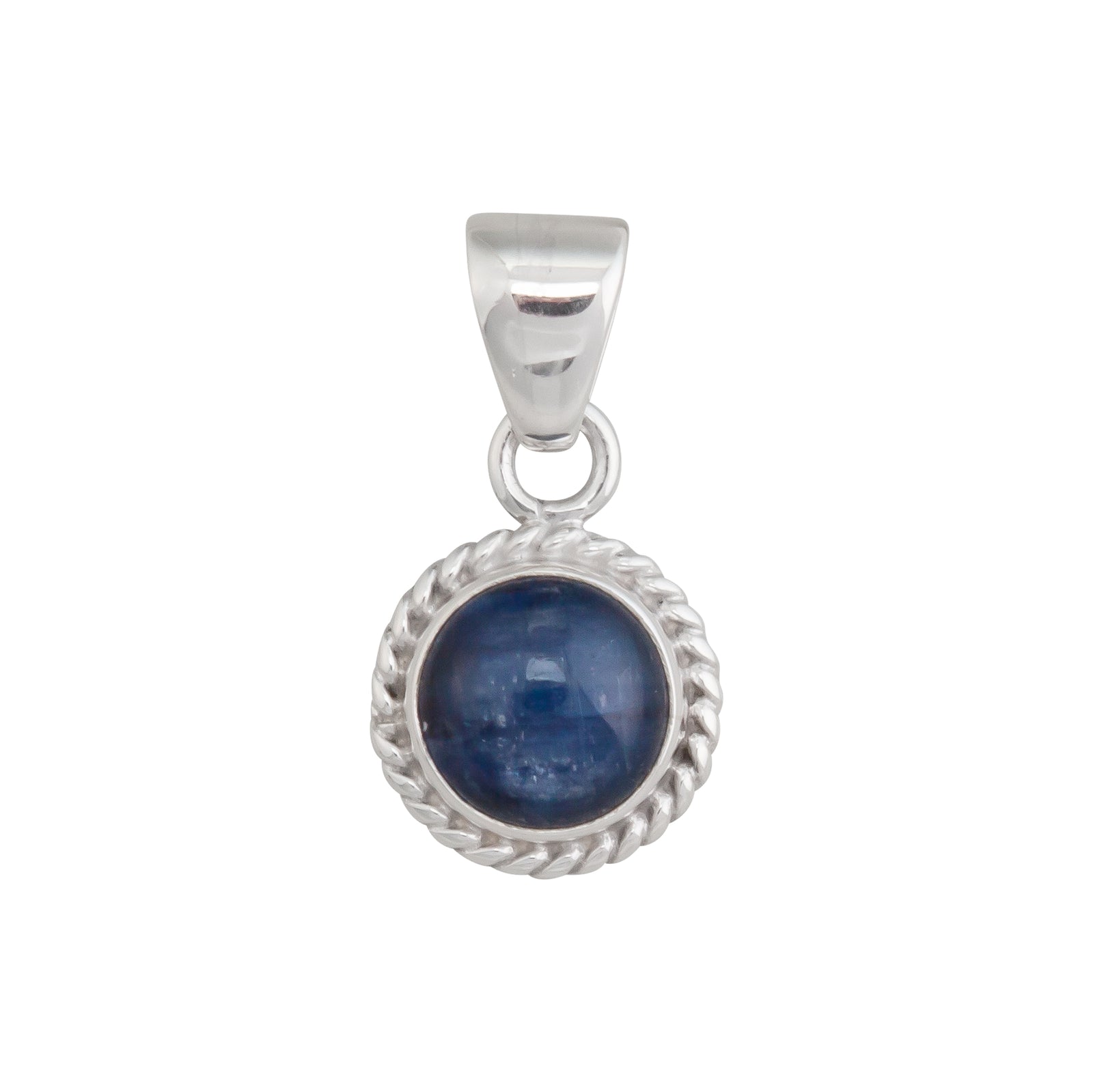 Sterling Silver Kyanite Round Rope Pendant | Charles Albert Jewelry